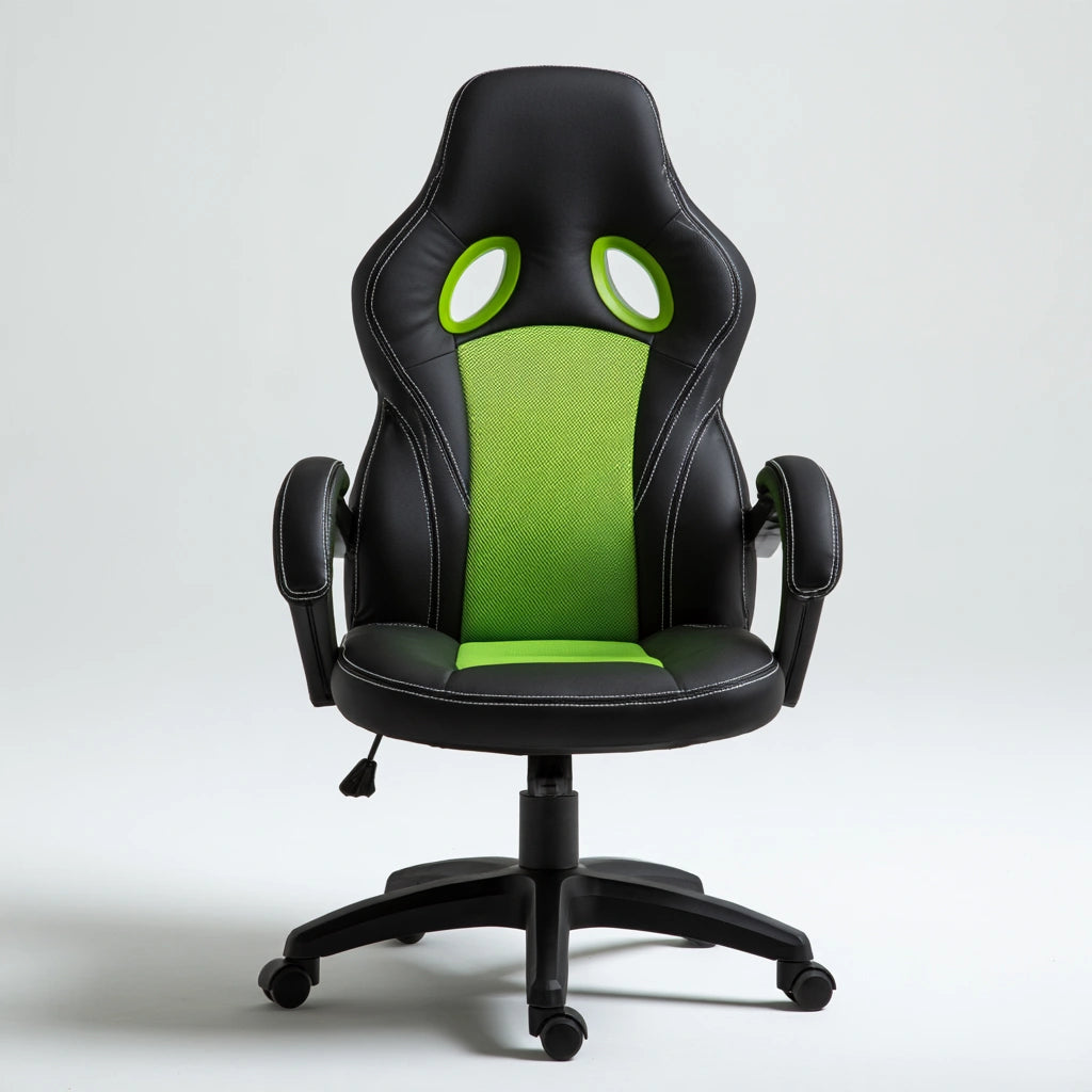 Ergonomiczny fotel gamingowy, o nowoczesnej formie, kolor: zielony i czarny