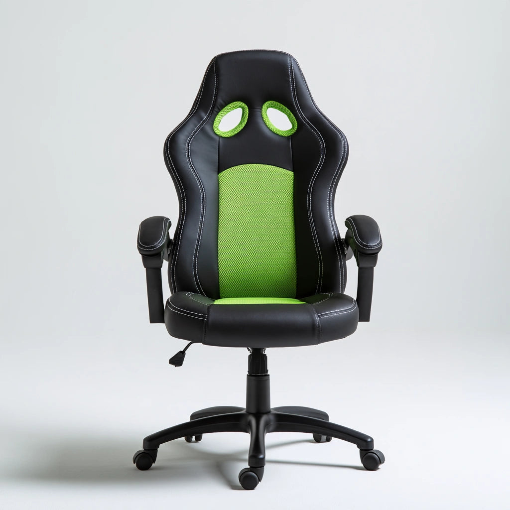 Ergonomiczny fotel gamingowy, o nowoczesnej formie, kolor: zielony i czarny