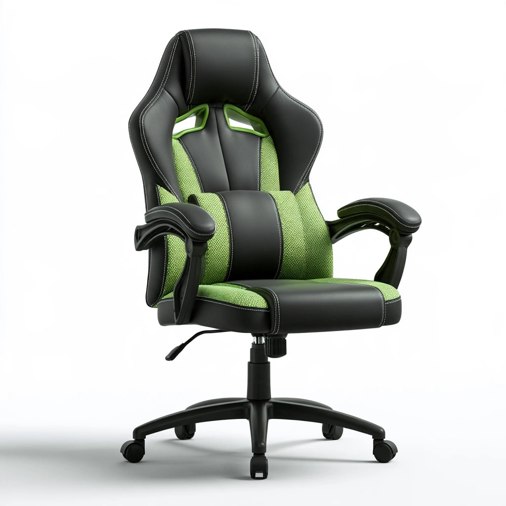 Ergonomiczny fotel gamingowy, o nowoczesnej formie, kolor: zielony i czarny
